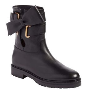 Valentino Black Now Wrap Vitello Biker Booties